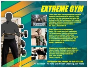 Extreme Gym marketing Extreme Gym marketing postcards